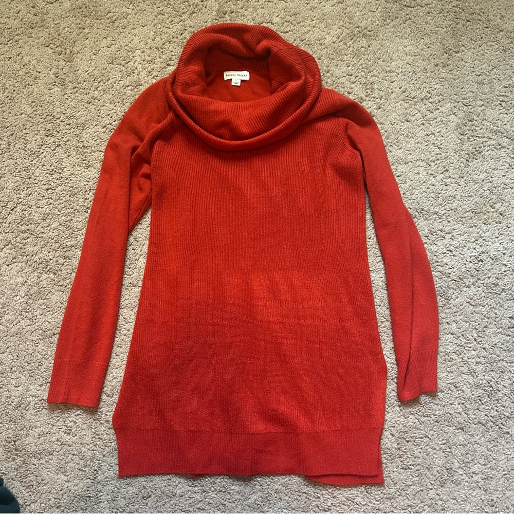 NWOT Studio Works Rust Orange Cowl Neck Sweater Small